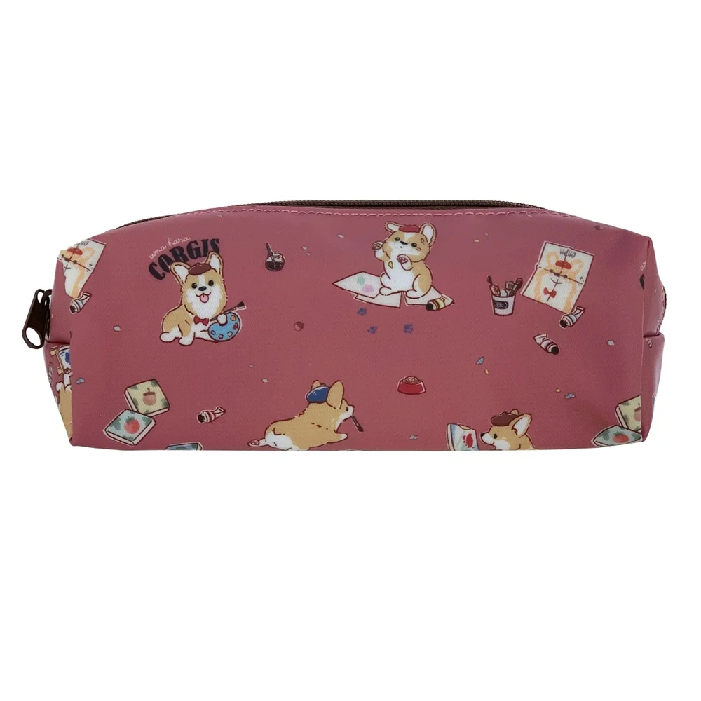 Waterproof Corgi Artist Large Pencil Case Makeup Pouch
